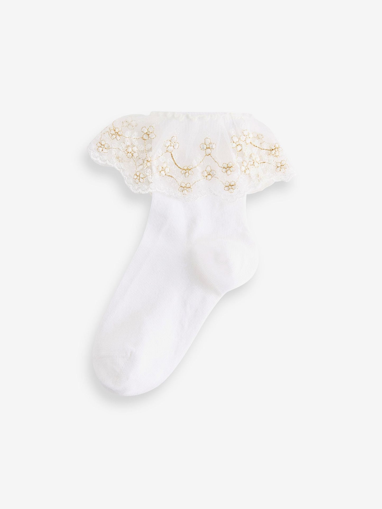 White 2 Pack Cotton Rich Flower Girl Ruffle Ankle Socks image 2