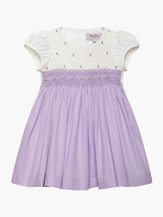 Dsiney Kidz - Trotters London Purple 100% Cotton Little Rose Hand Smocked Dress image 2