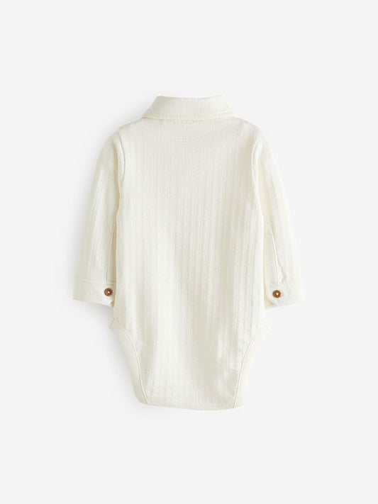 White Textured Shirt Baby Bodysuit (0mths-3yrs) image 2