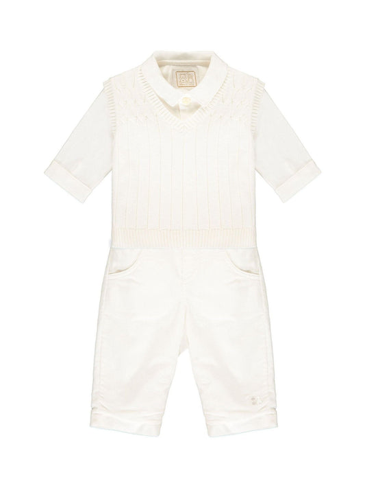 Emile Et Rose Cream 100% Cotton Tank Top, Trousers & Shirt 3pc Set image 2
