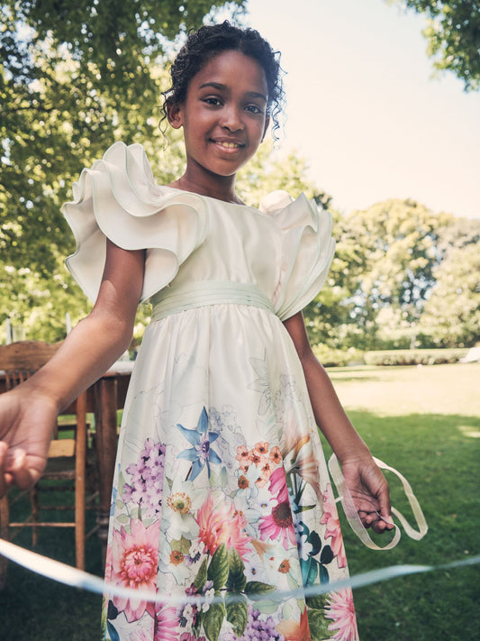 Dsiney Kidz - Angel & Rocket Cream Border Print Emillie Tie Sash Dress image 2