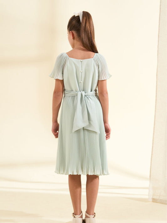 Dsiney Kidz - Angel & Rocket Green Pleated Ballerina Occasion Bow Dress image 2