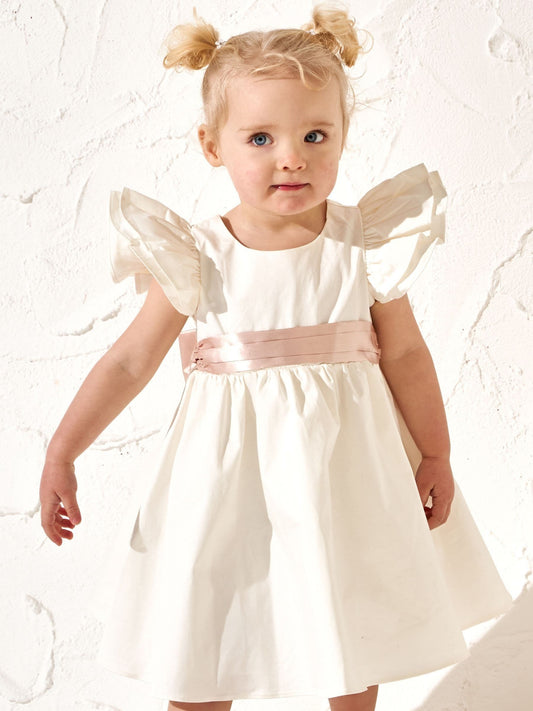 Angel & Rocket Cream Sylvie Sateen Sash Bow Dress image 2
