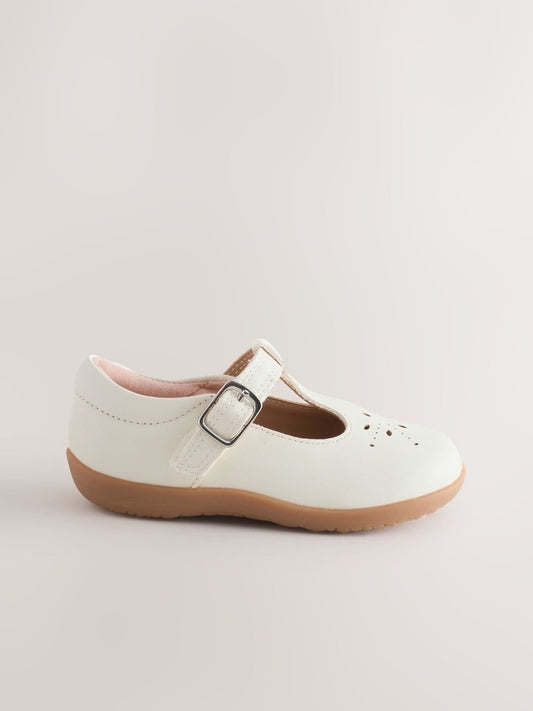 Dsiney Kidz - White Leather Standard Fit (F) First Walker T-Bar Touch Fastening Shoes image 2