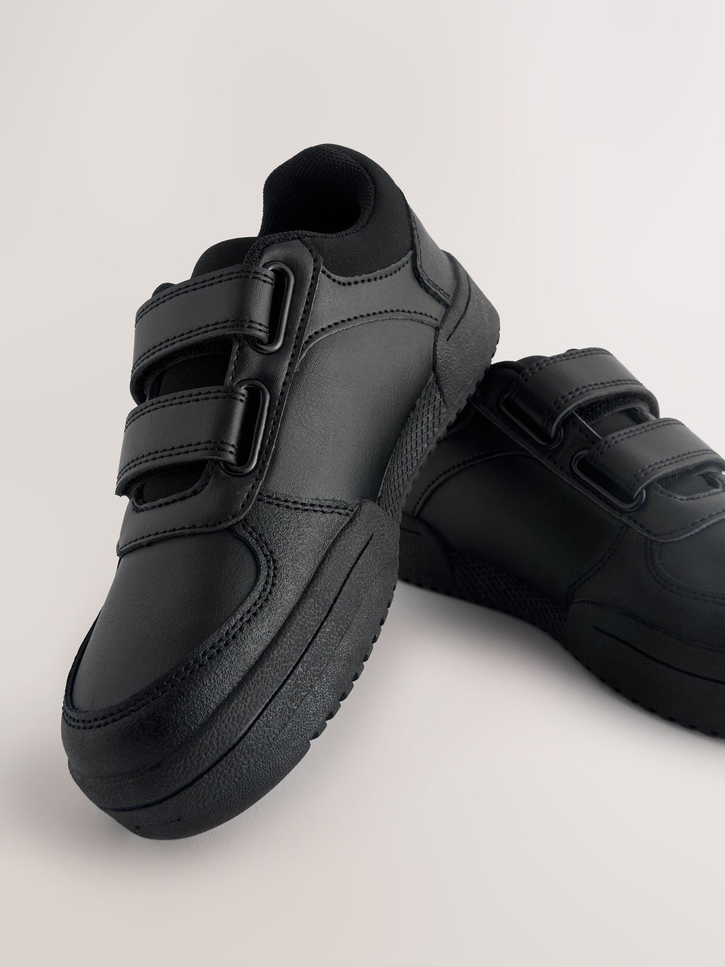 Black Wide Fit (G) 2 Straps Touch Fastening School Shoes image 5