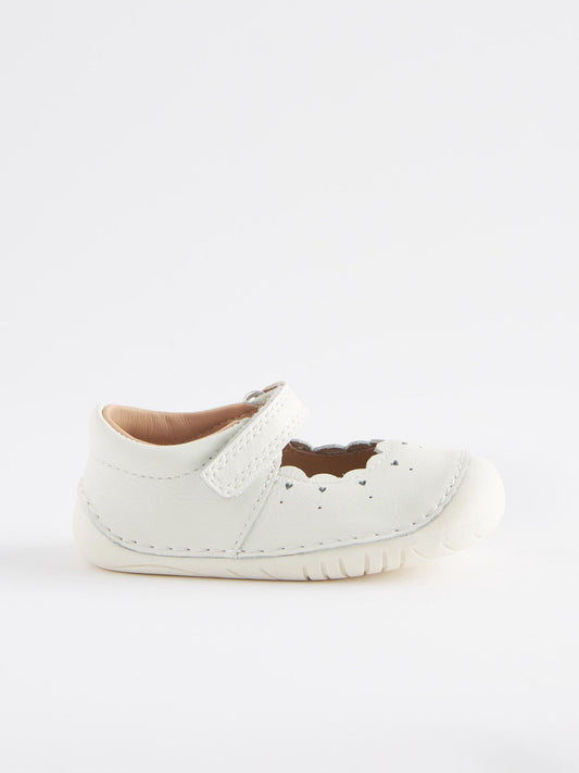 White Leather Wide Fit (G) Crawler Mary Jane Shoes image 2