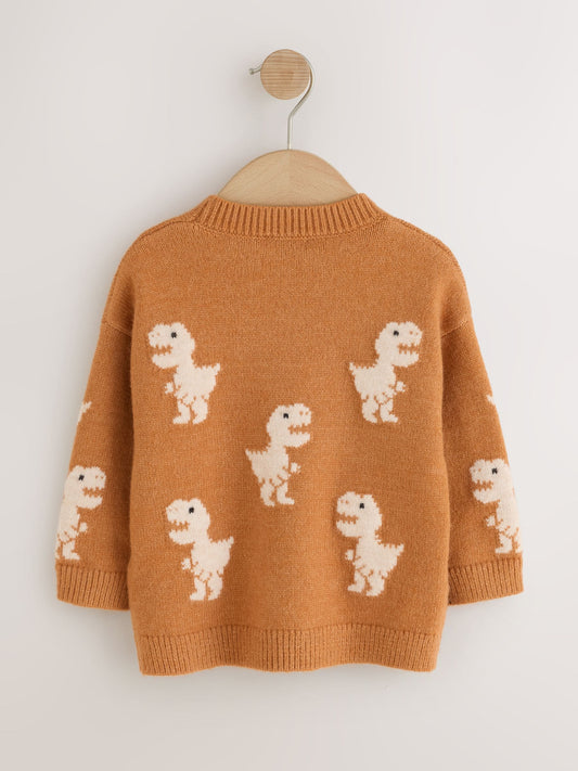Dsiney Kidz - Tan Brown All Over Character Knitted Crew Neck Jumper (3mths-7yrs) image 2