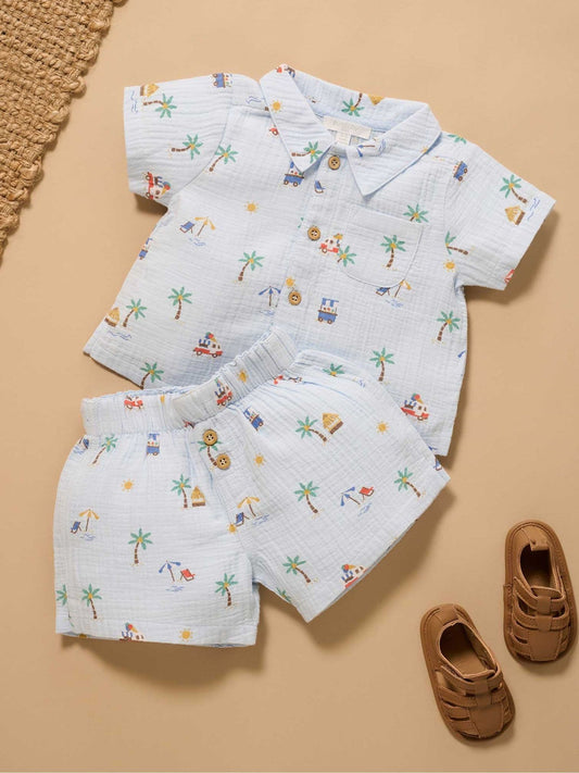 Purebaby Blue Cancun Crinkle Set image 2
