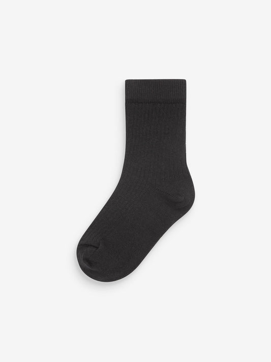 Khaki Green/Grey Cotton Rich Fine Rib Socks 7 Pack image 3