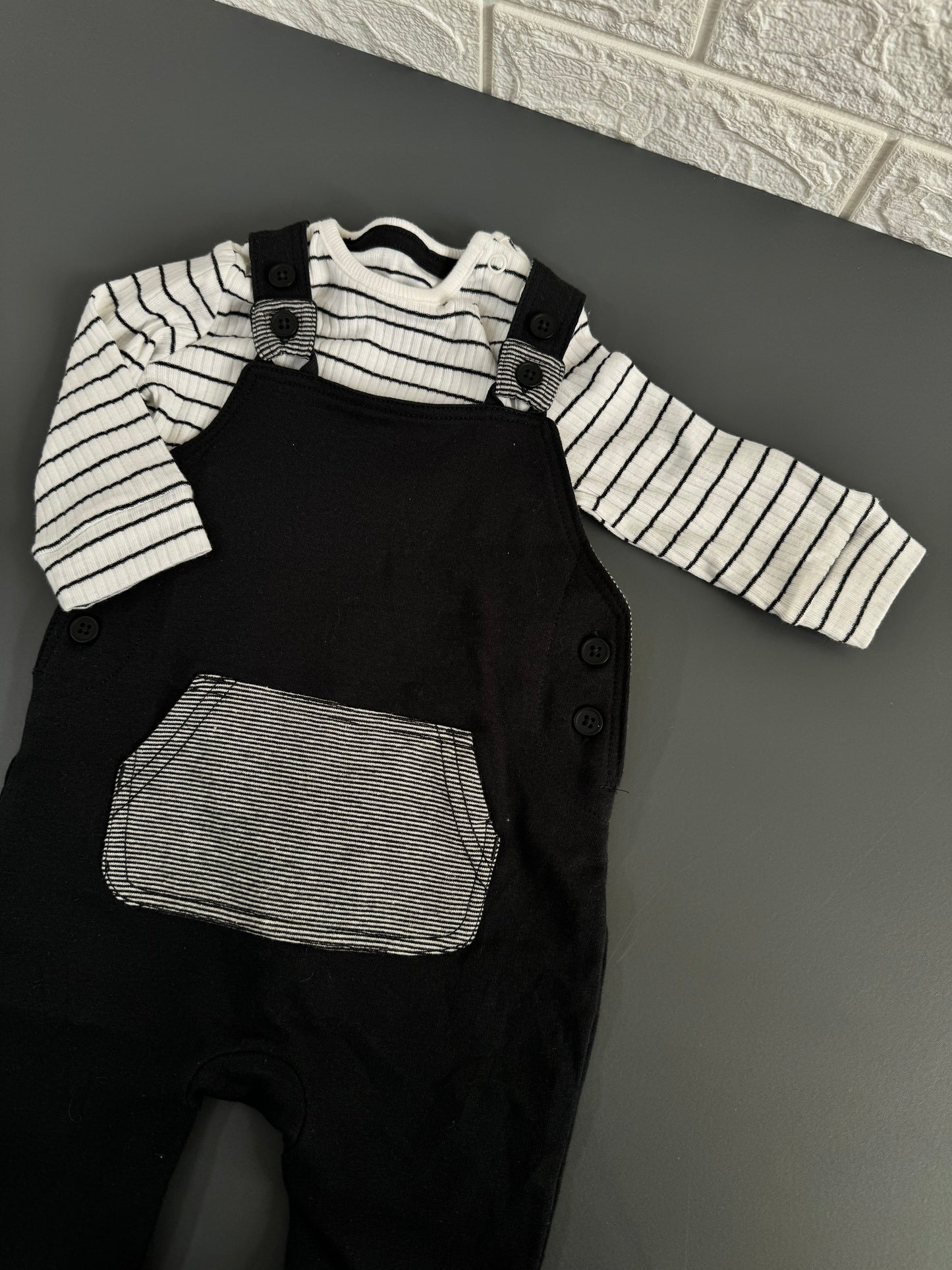 Black stripe dungarees