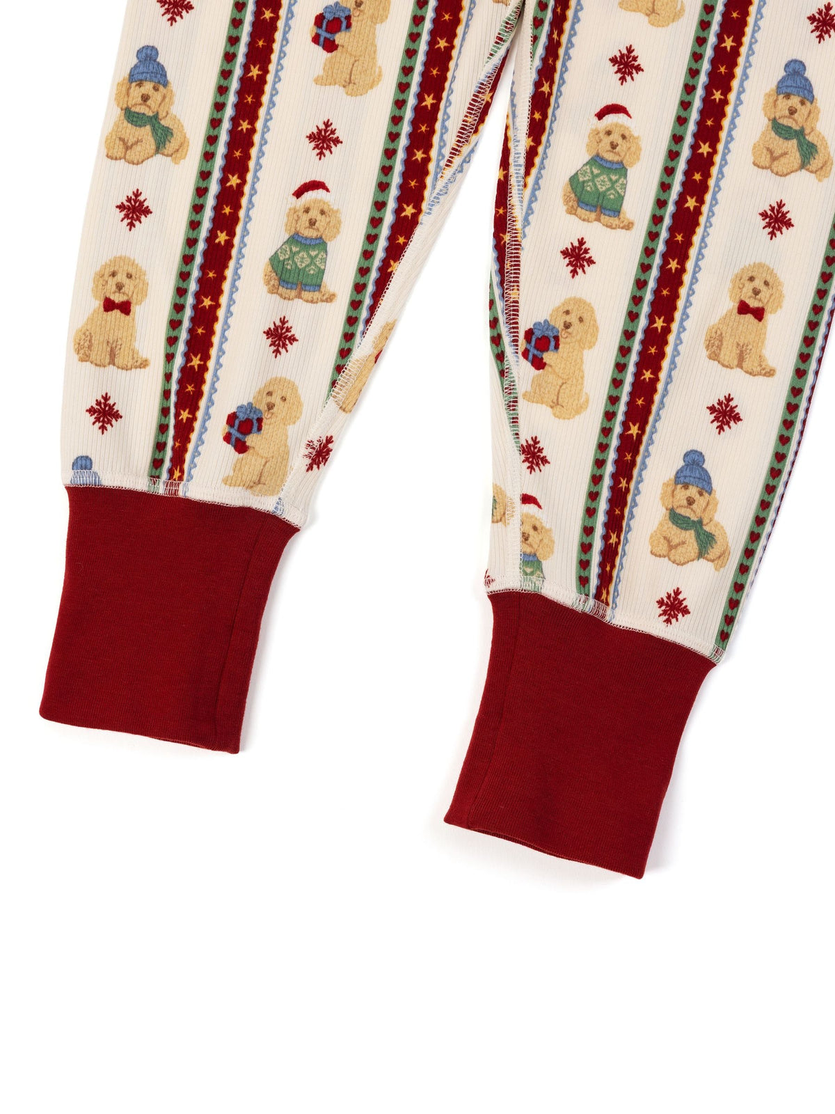 Chelsea Peers Natural Kids Christmas Chip the Cockapoo Stripe Print Long Pyjamas Set - image 8