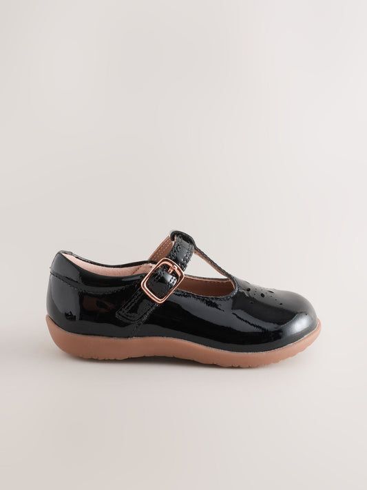 Dsiney Kidz - Black Patent Leather Standard Fit (F) First Walker T-Bar Touch Fastening Shoes image 2
