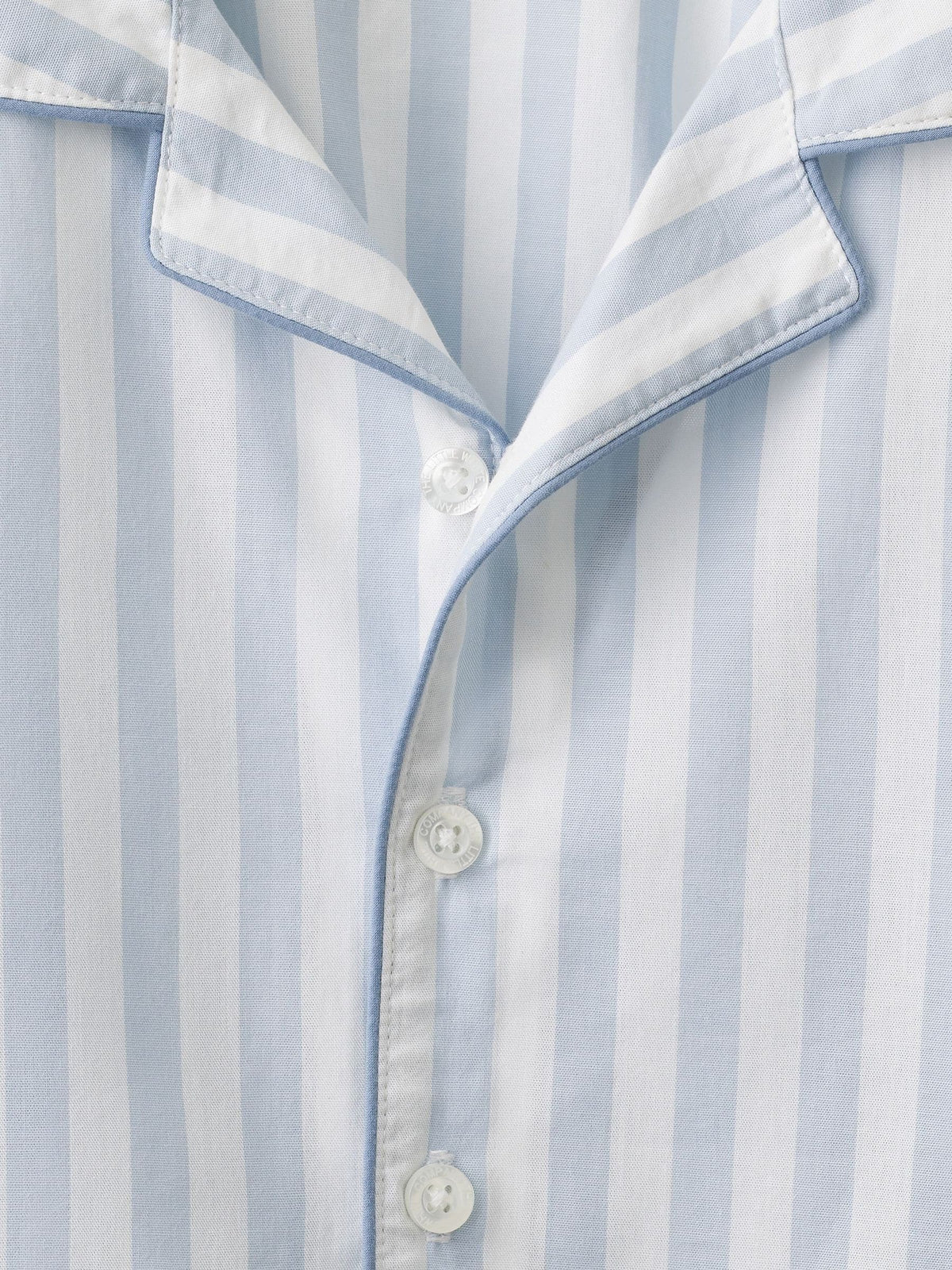 Dsiney Kidz - The White Company Blue Stripe Poplin Piped Traditional Relaxed Fit Pyjamas image 4