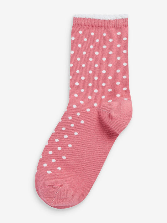 Pink 7 Pack Cotton Rich Pretty Ankle Socks image 3