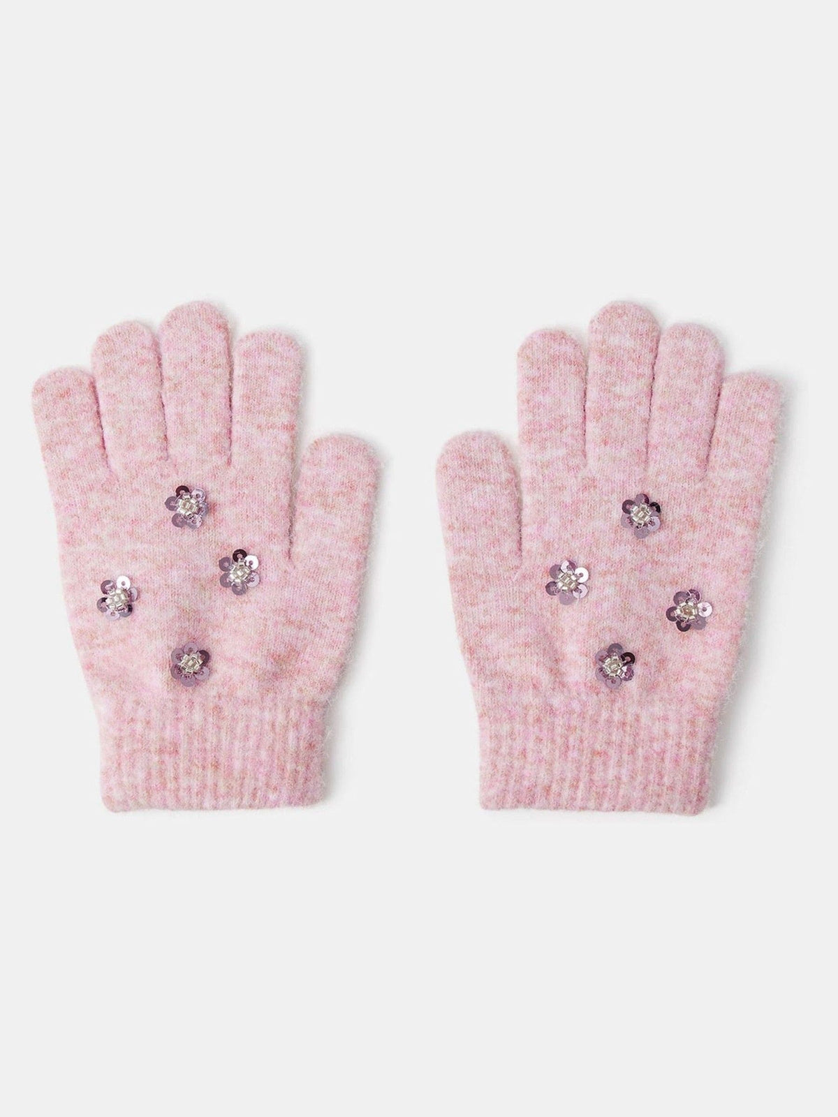 Angels By Accessorize Pink Floral Sequin Gloves - image 1