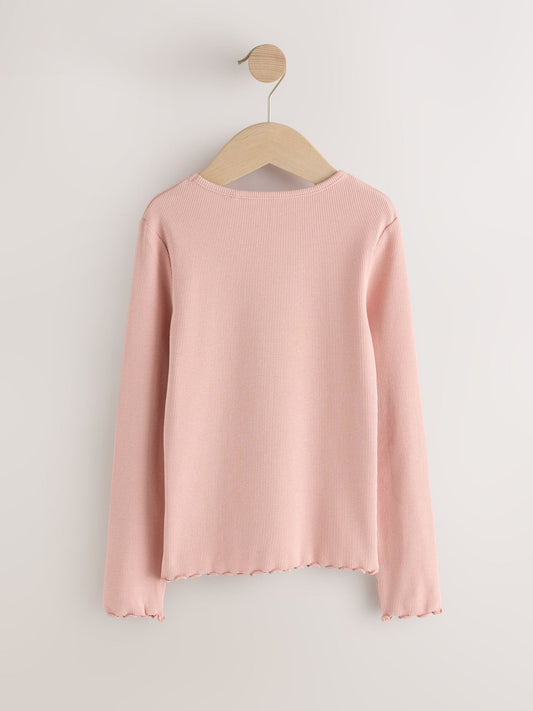 Dsiney Kidz - Pale Pink Cotton Rich Long Sleeve Rib T-Shirt (3mths-7yrs) image 2
