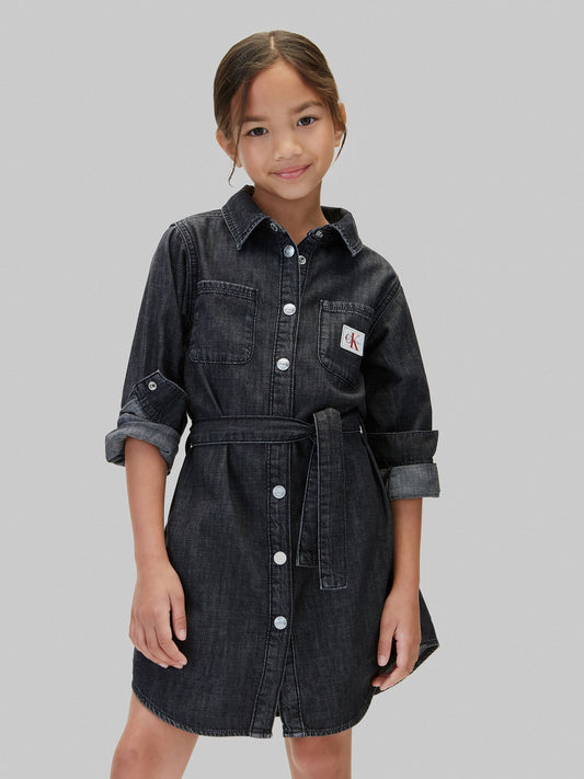 Calvin Klein Blue Belted Denim Shirt Dress - image 1