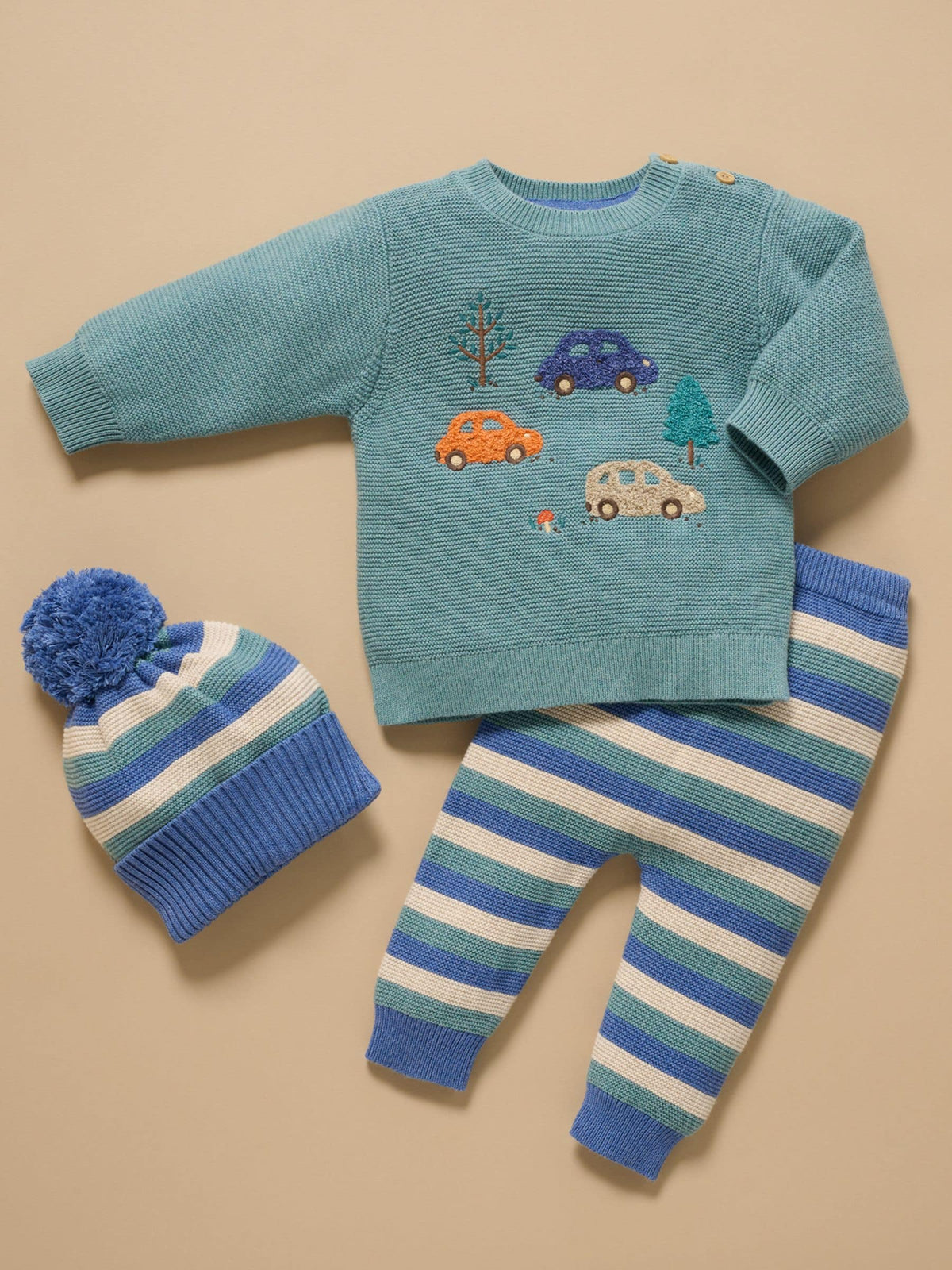 Purebaby Blue Woodland Cars Knit Jumper - image 7