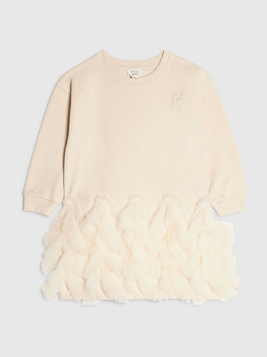 River Island Cream Tulle Hem Sweater Dress - image 1