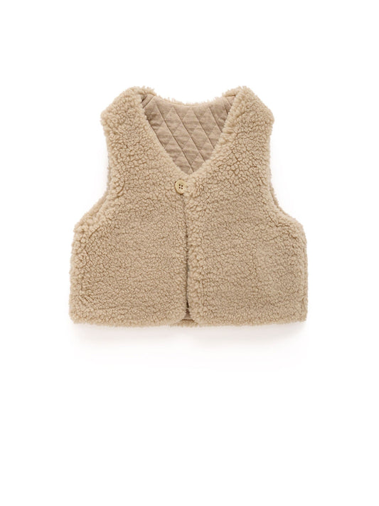 Purebaby Brown Faux Shearling Reversible Quilted Vest - image 1