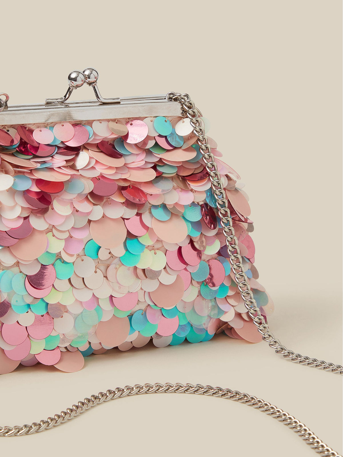 Monsoon Pink Sequin Clip Frame Bag - image 4
