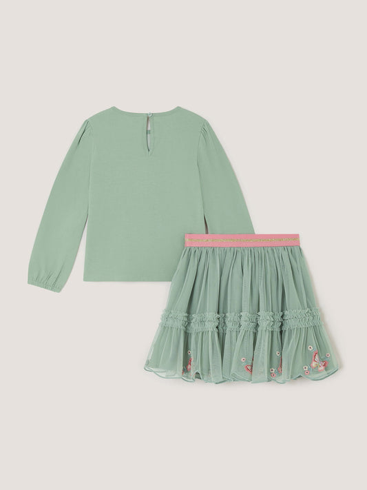 Dsiney Kidz - Monsoon Green Sequin Unicorn Top & Skirts Set image 2