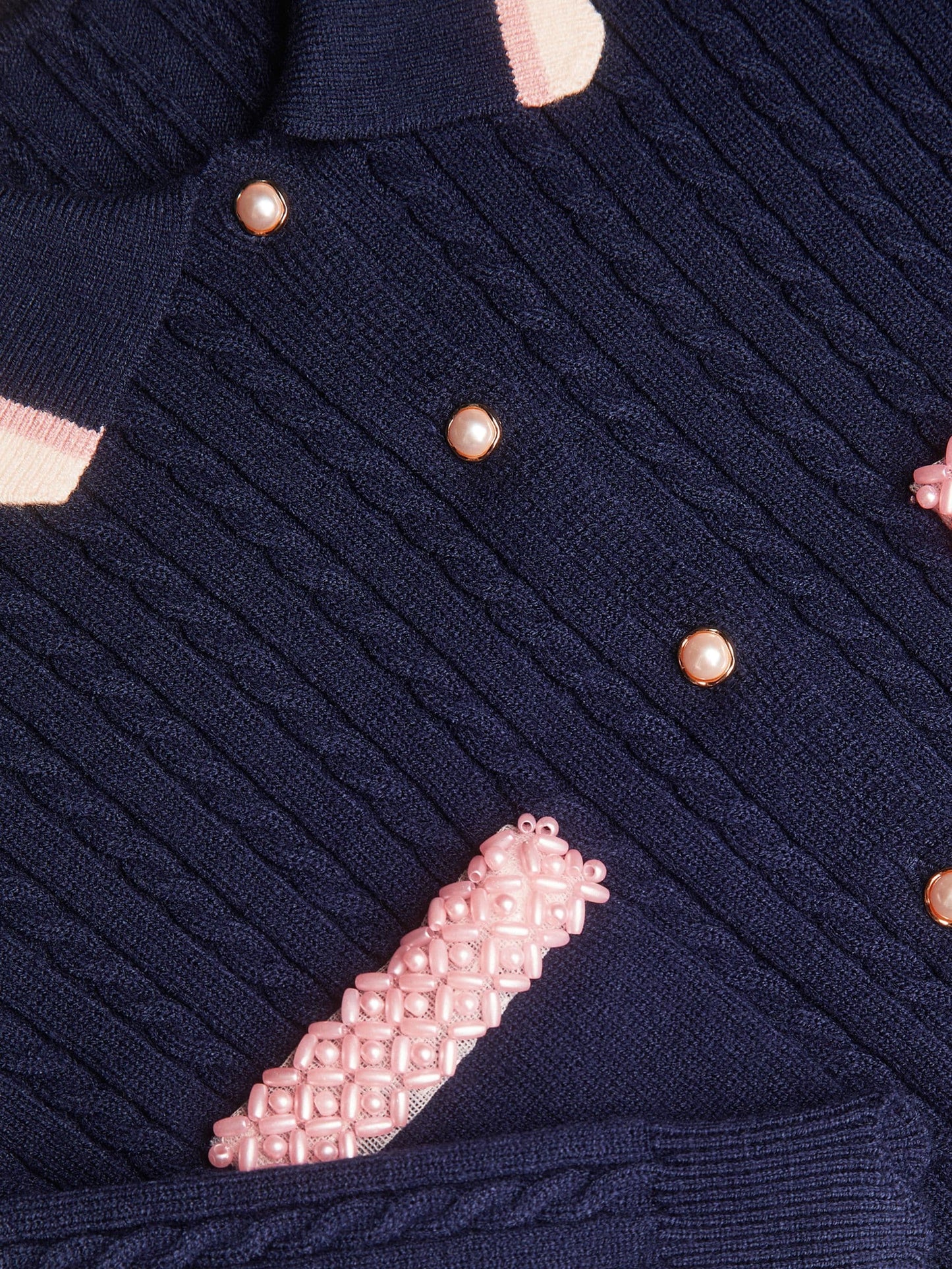 Dsiney Kidz - Monsoon Blue Embellished Cable Knit Cardigan image 4