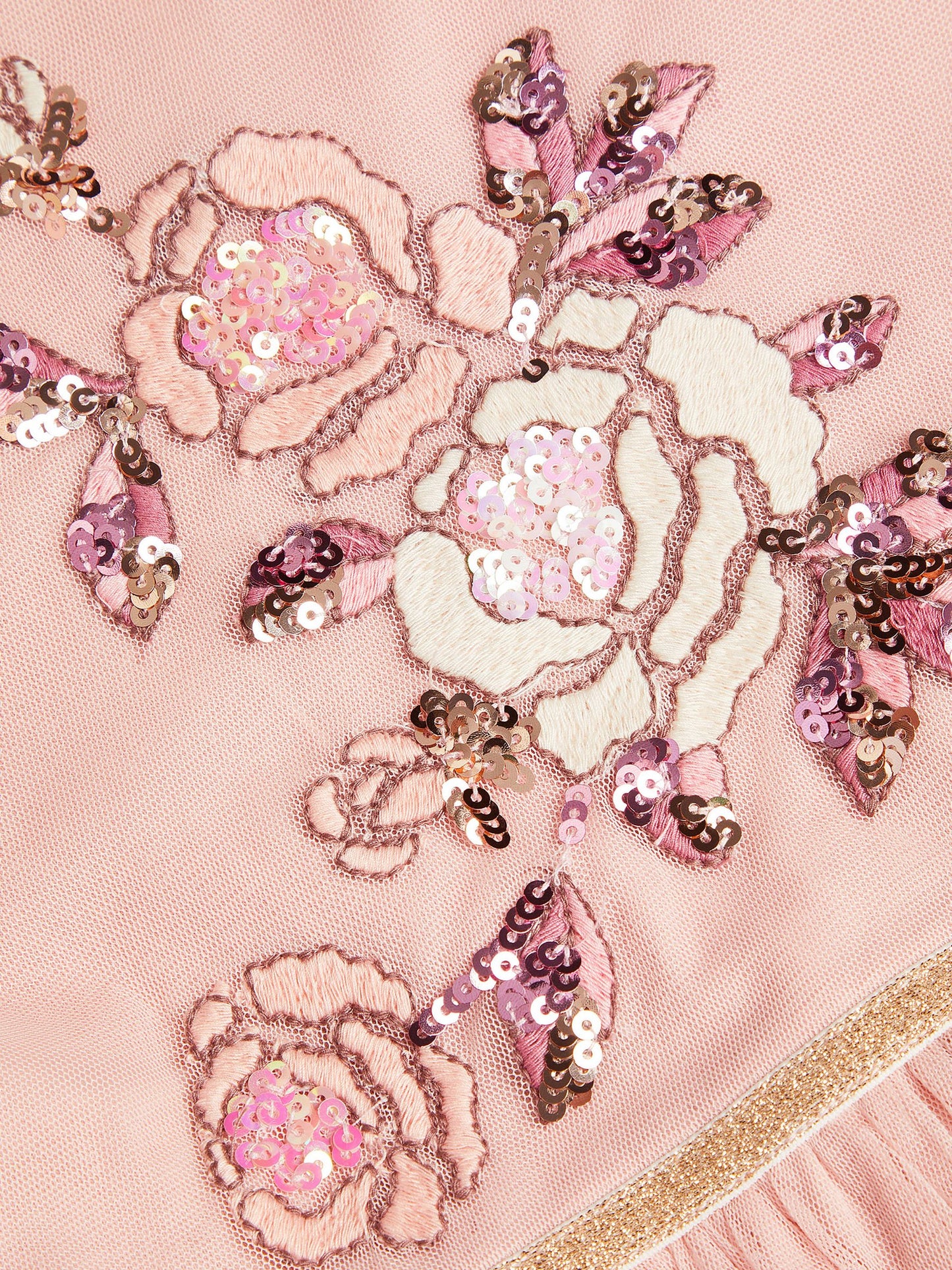 Dsiney Kidz - Monsoon Pink Sequin Floral Ruffle Disco Dress image 4