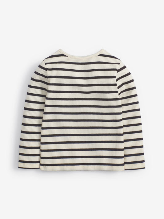 Dsiney Kidz - Black/White Stripe Cotton Rich Long Sleeve Rib T-Shirt (3mths-7yrs) image 2