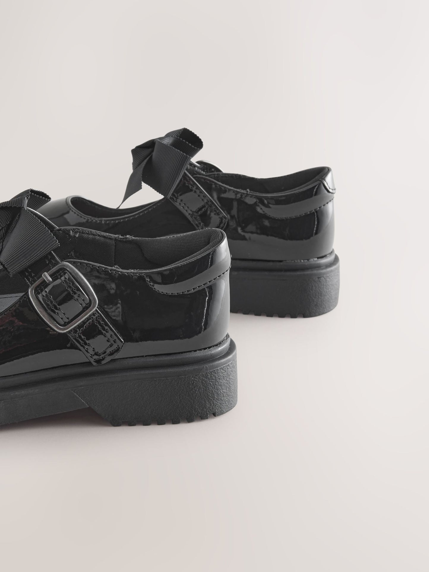 Black Patent Standard Fit (F) Bow Chunky Mary Jane School Shoes image 6