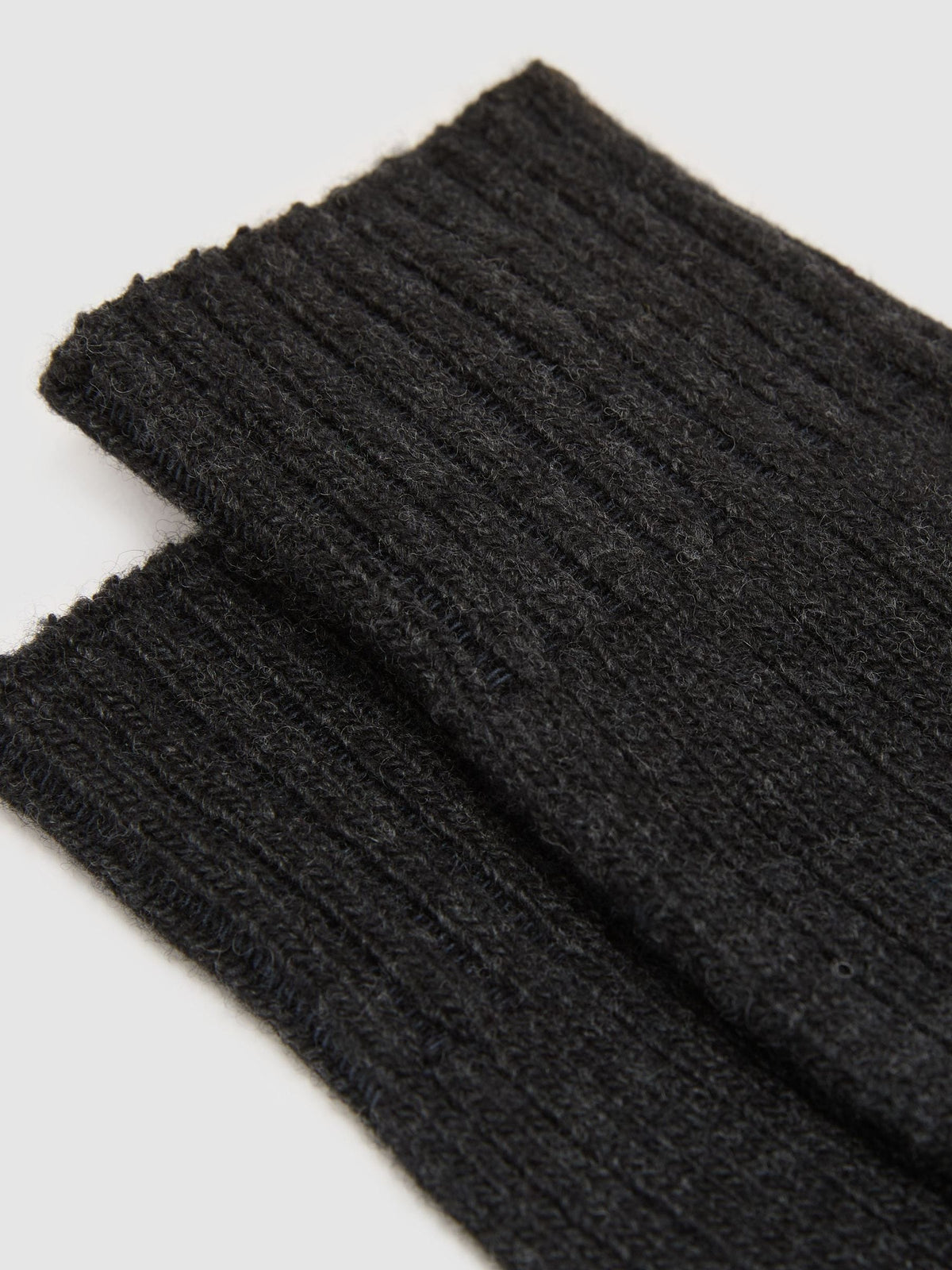 Reiss Charcoal Grey Nabil Wool-Blend Ribbed Socks with Cashmere - image 3