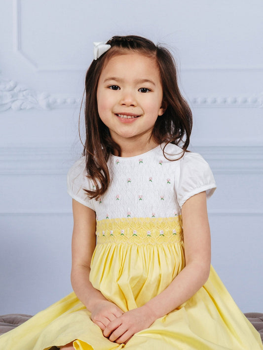 Dsiney Kidz - Yellow Rose Hand Smocked Dress image 2