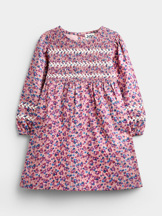 JoJo Maman Bébé Dusky Pink Ditsy Floral Printed Floral Dress - image 1