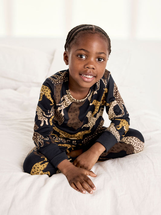 Chelsea Peers Blue Kids Starry Leopard Print Long Pyjama Set - image 2