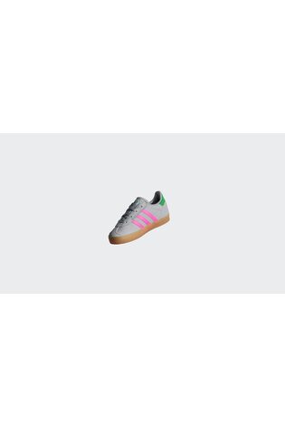adidas Originals Grey/Pink Gazelle Comfort Closure Elastic Laces Infant Trainers image 2