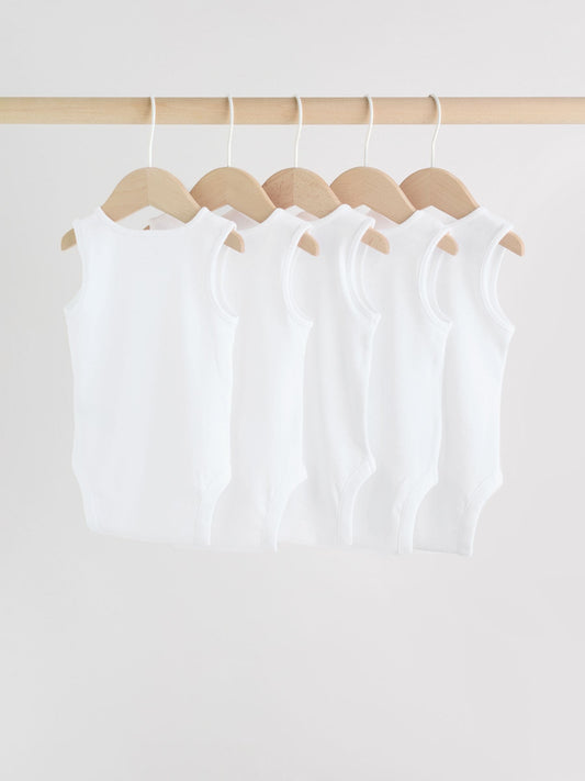 Dsiney Kidz - White 5 Pack Baby Vest Bodysuits image 2