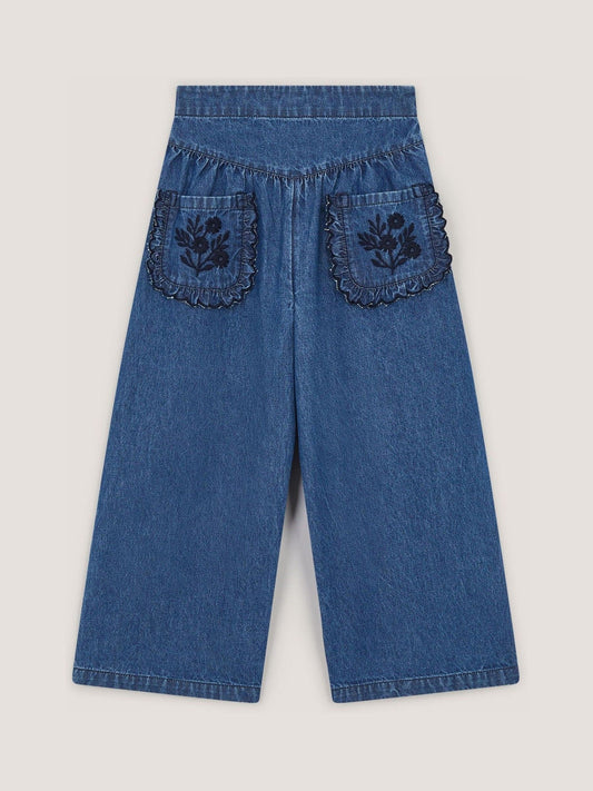 Dsiney Kidz - Monsoon Blue Embroidered Pocket Chambray Trousers image 2