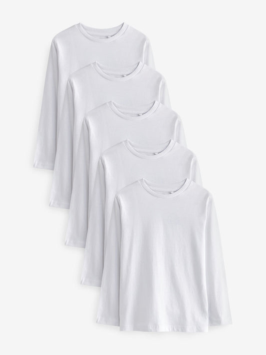 Disney Kidz - White 5 Pack Long Sleeve T-Shirts (3-16yrs) image 1