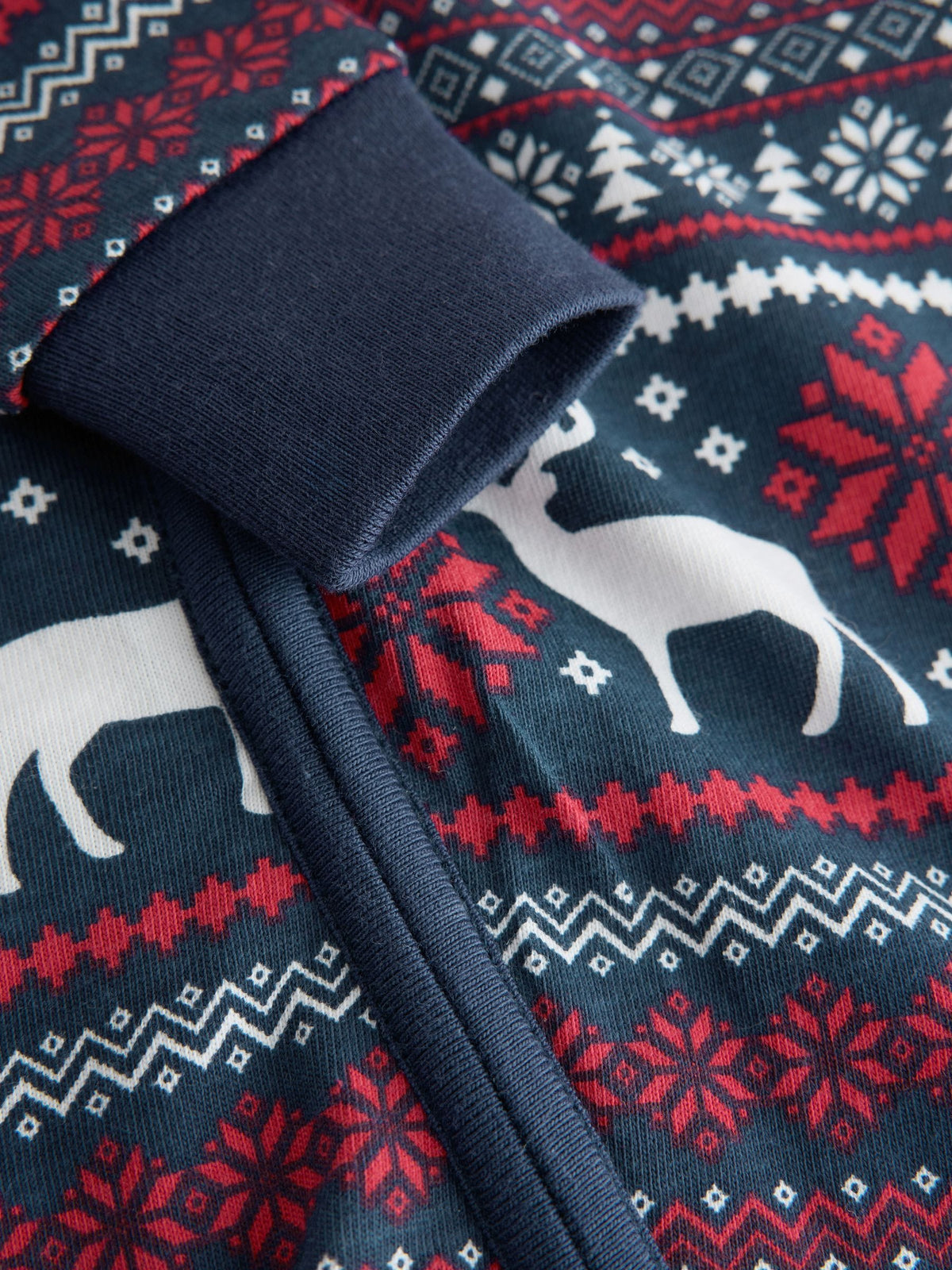 The Little Tailor Blue Cotton Reindeer Fairisle Pattern Christmas Onesie - image 7