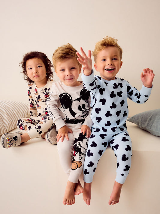 Blue/Ecru Mickey Mouse Snuggle Pyjamas 3 Pack (9mths-10yrs)