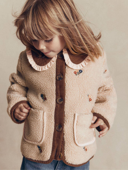 Dsiney Kidz - Boden Cream Embroidered Borg Jacket image 2