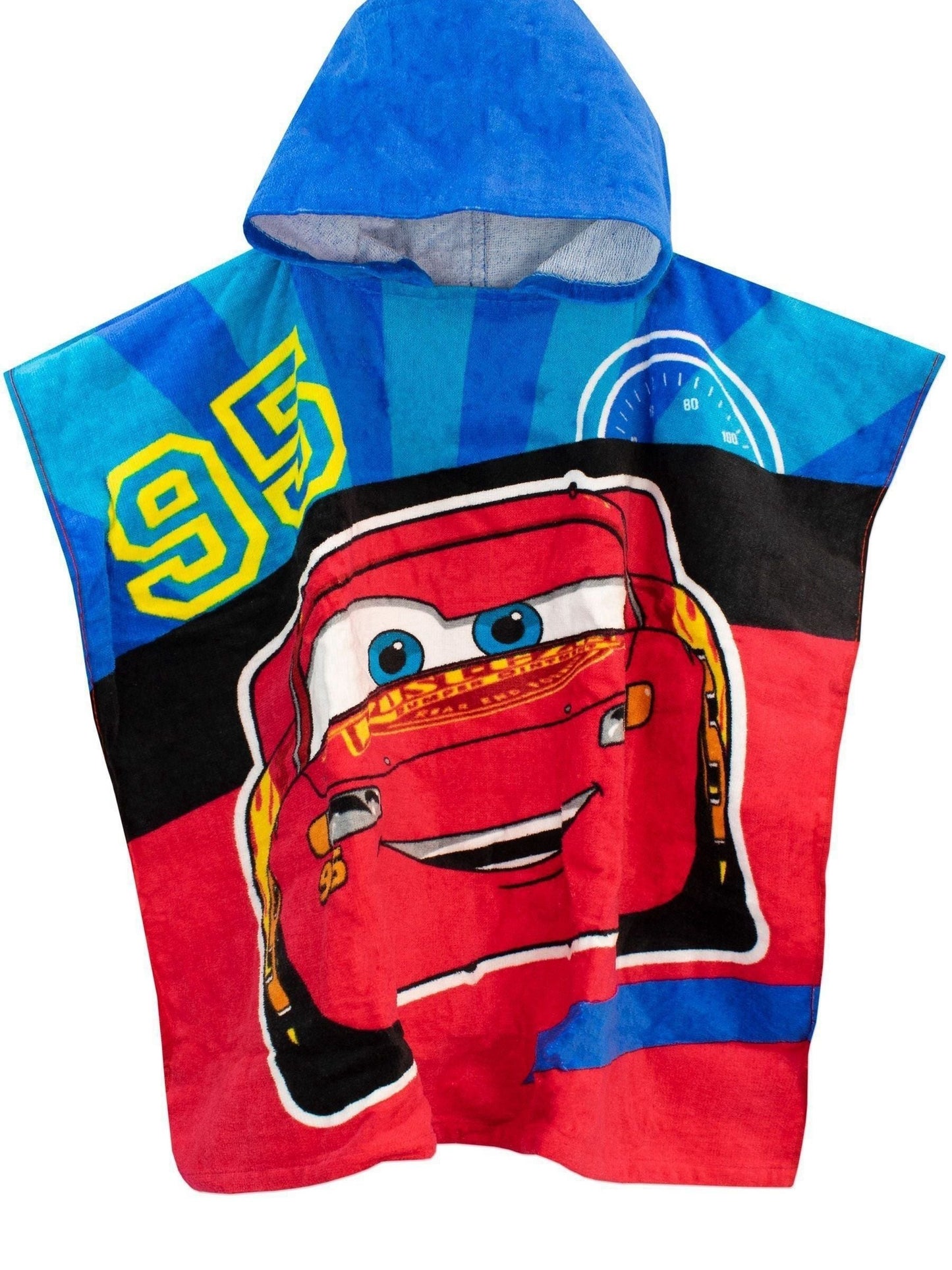Character Red Kids Disney Cars License Printed Swim And Beach 100% Cotton Towel Poncho image 1