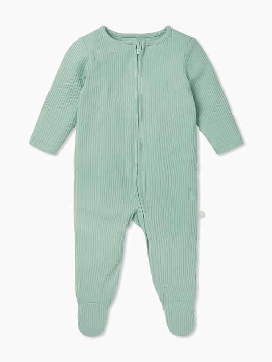 MORI Mint Green Stretch Supersoft 2 Way Zip Sleepsuit image 2