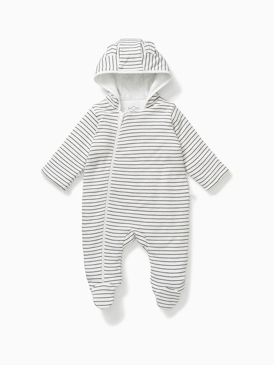 MORI Grey Stripe Cosy Zip-Up Pramsuit - image 1