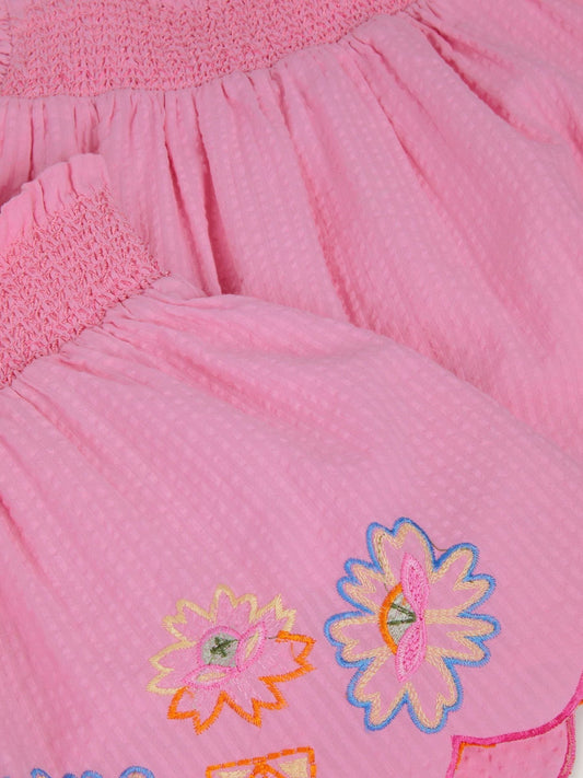 Dsiney Kidz - Monsoon Pink Floral Embroidered Cami Top & Shorts Set image 2
