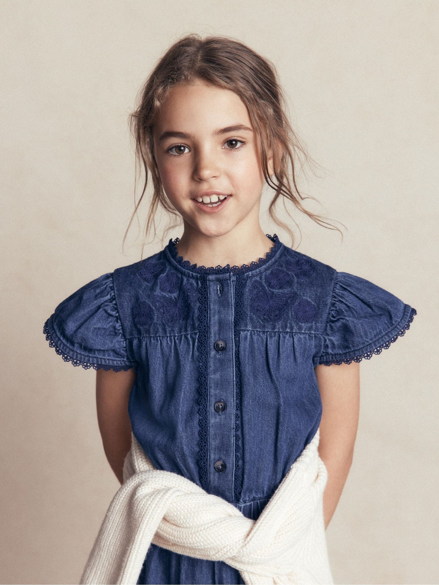 Dsiney Kidz - Boden Blue Flutter Sleeve Denim Jumpsuit image 5