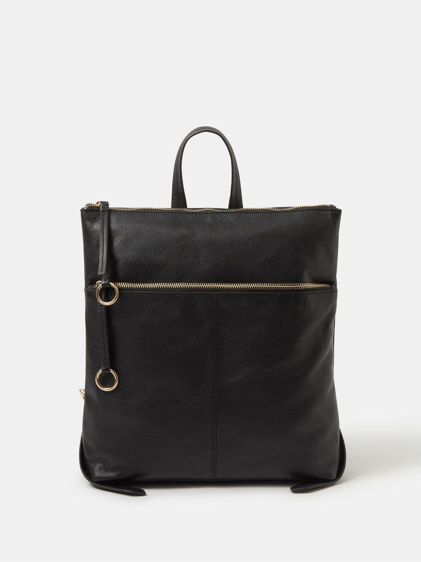 Accessorize Black Double Zip Leather Backpack image 1