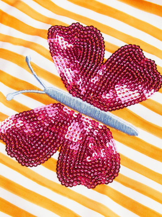 Dsiney Kidz - Angels By Accessorize Yellow Girls Butterfly Embellished Stripe Swimsuit image 2