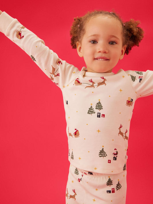 Dsiney Kidz - MORI Cream Supersoft Christmas Sleigh Pyjamas Set image 2