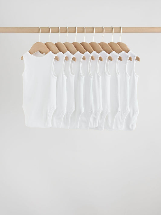 Dsiney Kidz - White 10 Pack Baby Vest Bodysuits image 2